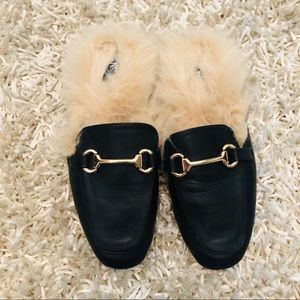 Faux fur slides